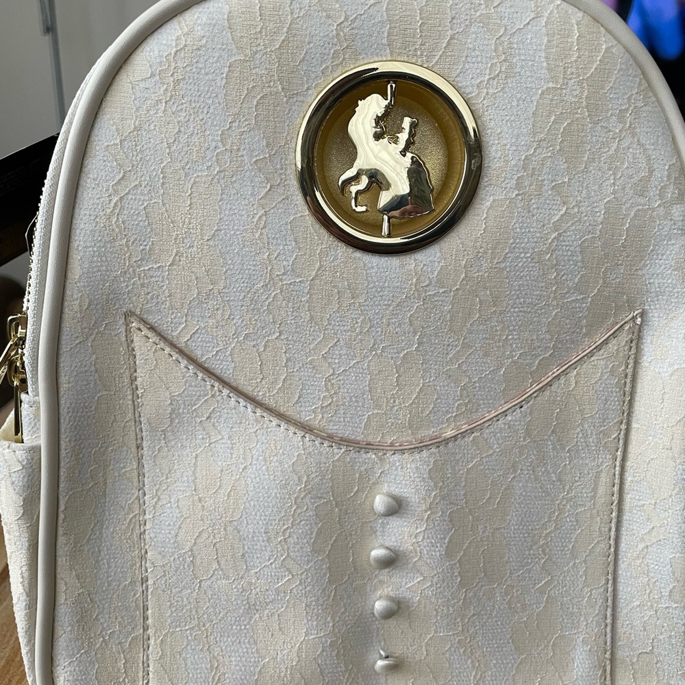 Loungefly Beauty and the Beast Backpack with Gold Accents